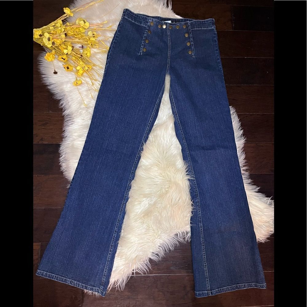 Whittall & Shon high waisted sailor style flare denim jeans sz medium